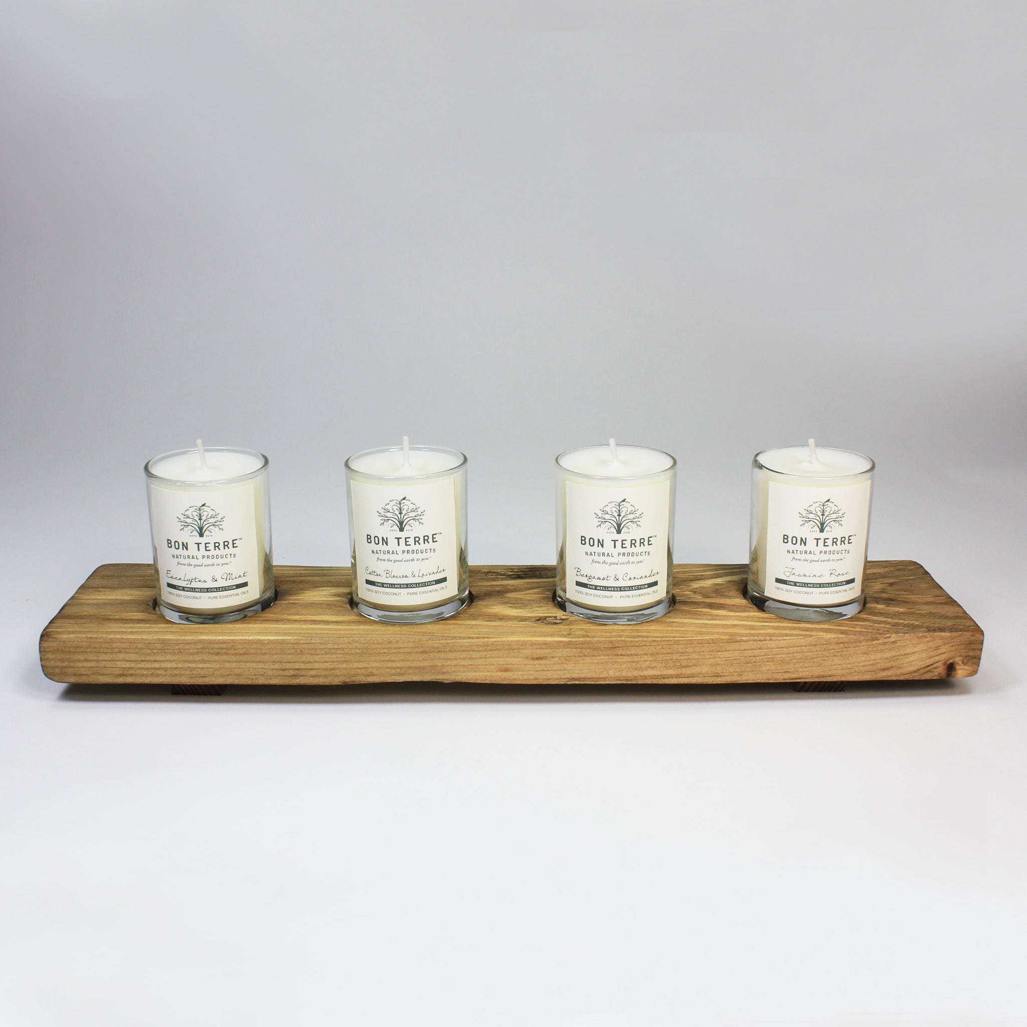 Candle Flight — Four Essential Soy Candles (3.5 oz. each) in Custom-crafted Flight